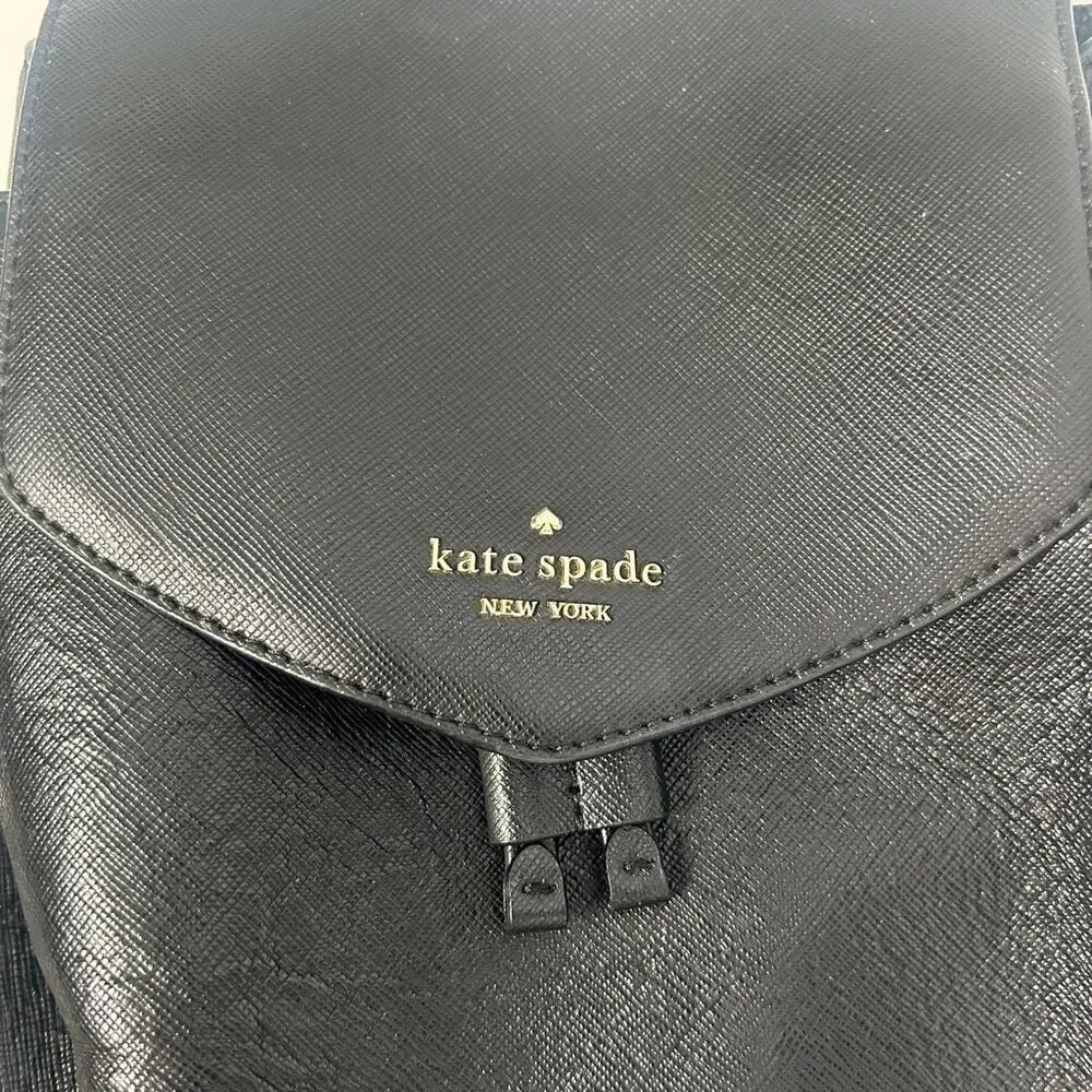 Kate Spade Black Saffiano Leather Flap Backpack